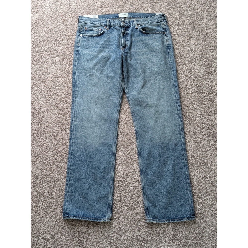 Agolde Low Rise Slim Jeans Womens 31 (Fits 36x31) Medium Indigo Wash Stretch NWT